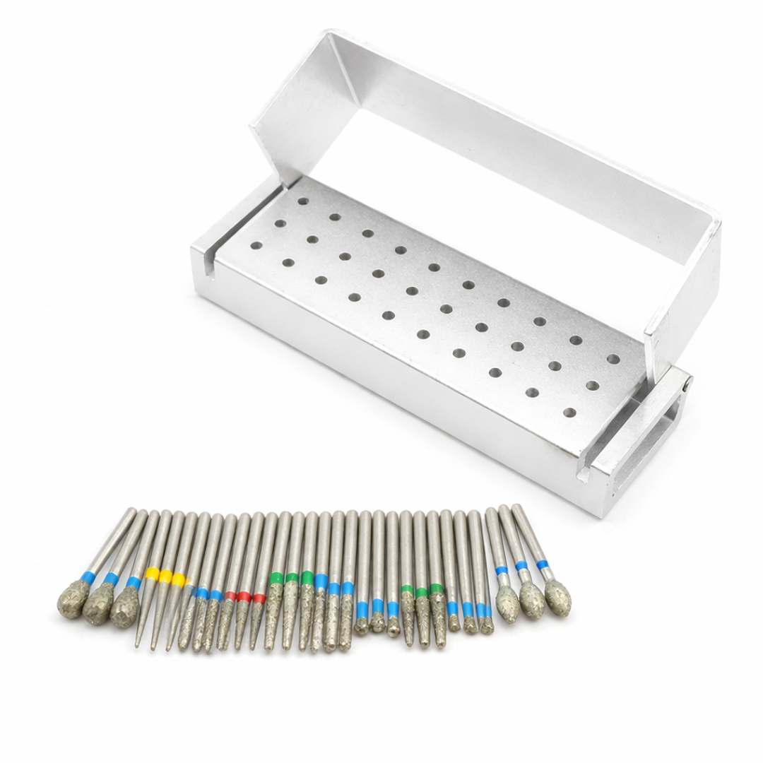 Autoclavable Aluminum Burr Holders for 30 High-Speed Turbine Burrs