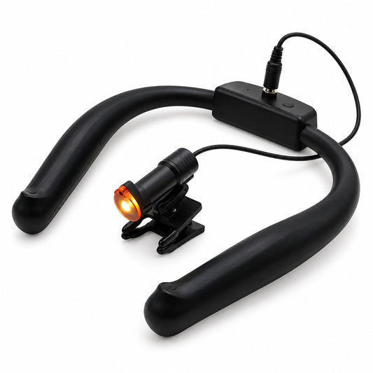 Nackburen LED-pannlampa med svart krage, LED-lamphuvud och clips
